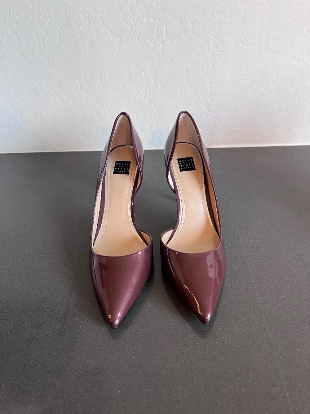 White House Black Market Burgundy Patent Pointed-Toe Heels